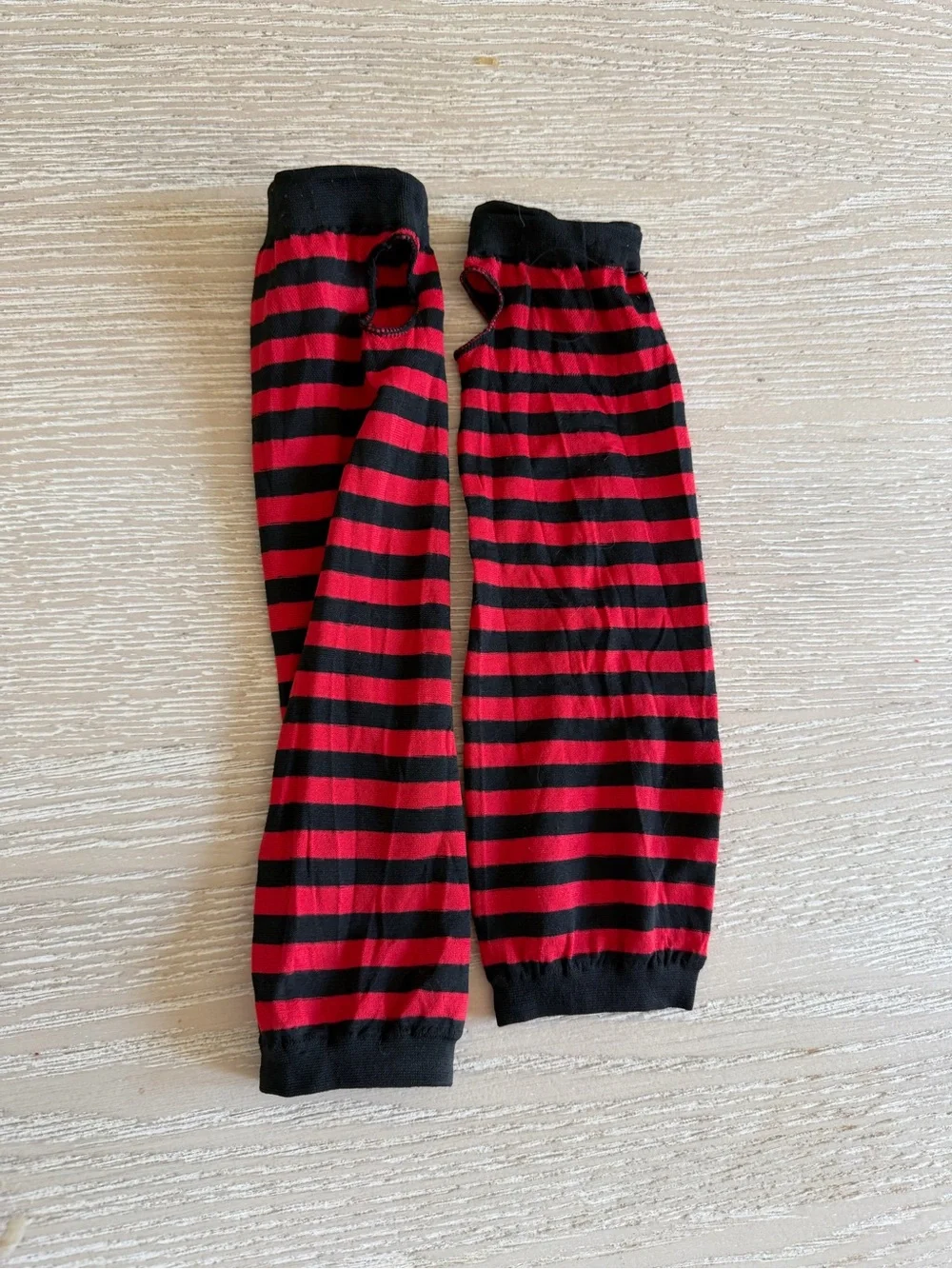 Black & Red Striped fingerless Arm Sleeves / Gloves